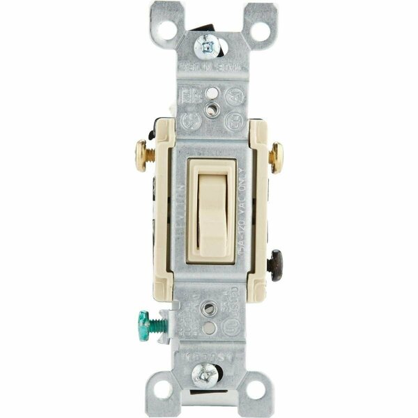 Leviton Quiet Grounded Toggle Ivory 15A 3-Way Switch 214-01453-02I